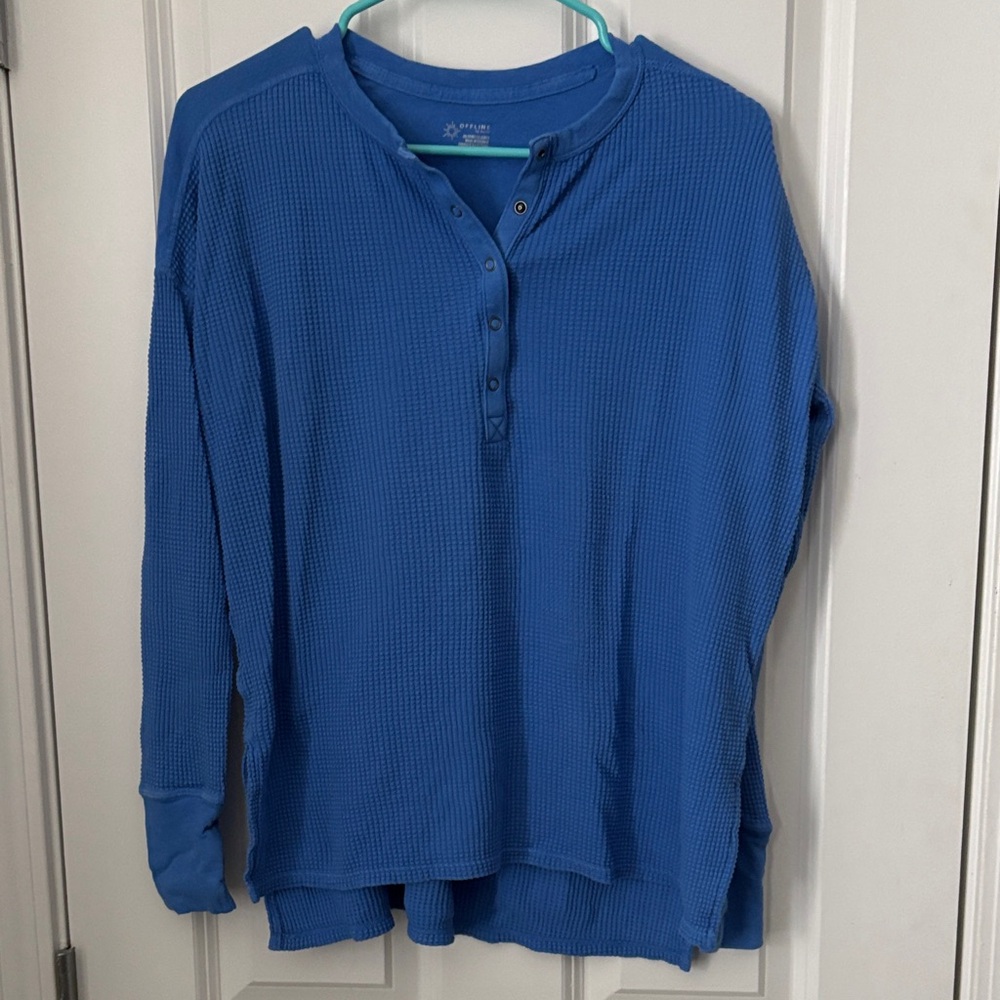 Offline by Aerie Wow Waffle Henley Oversized Long Sleeve